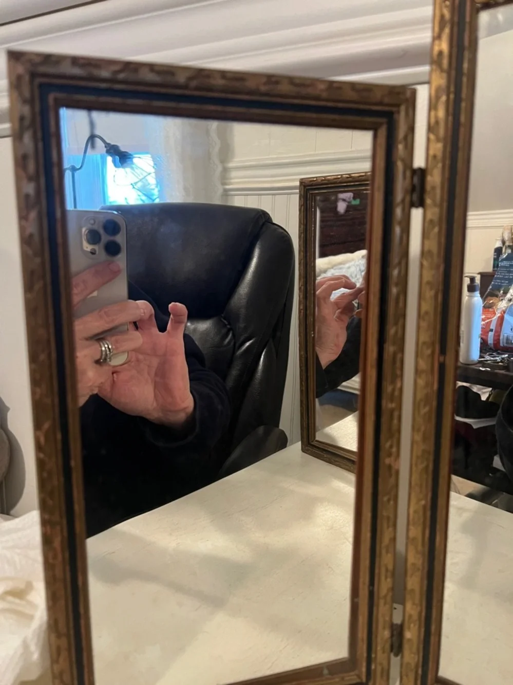1940s Original Trifold Dressing table mirror or wall hanging